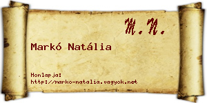 Markó Natália névjegykártya